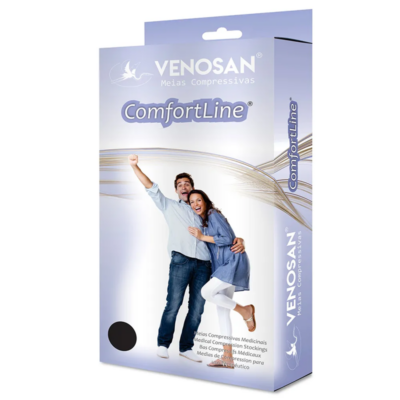 Meia Venosan Comfortline, cor bege, 3/4 panturrilha, 30-40mmHg, Alta Compressão (Ponteira Aberta)